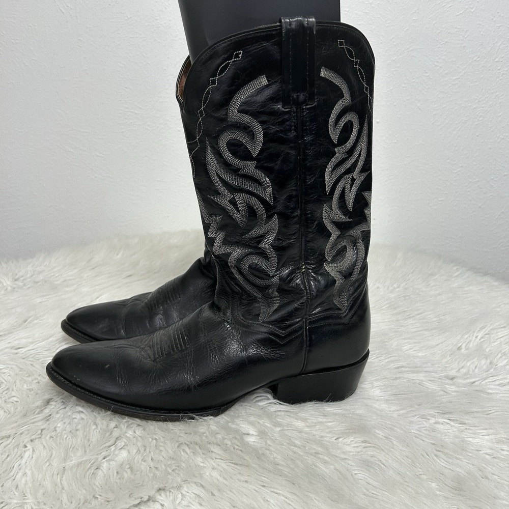 Dan Post Cowboy Boots Men's Black Leather Western Rodeo Ranch Sz 12D Style 2110